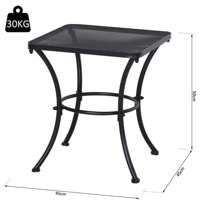 Square Garden Metal Bistro Table Outdoor Patio Coffee Side Desk - Black 45L X 45W X 50H CM