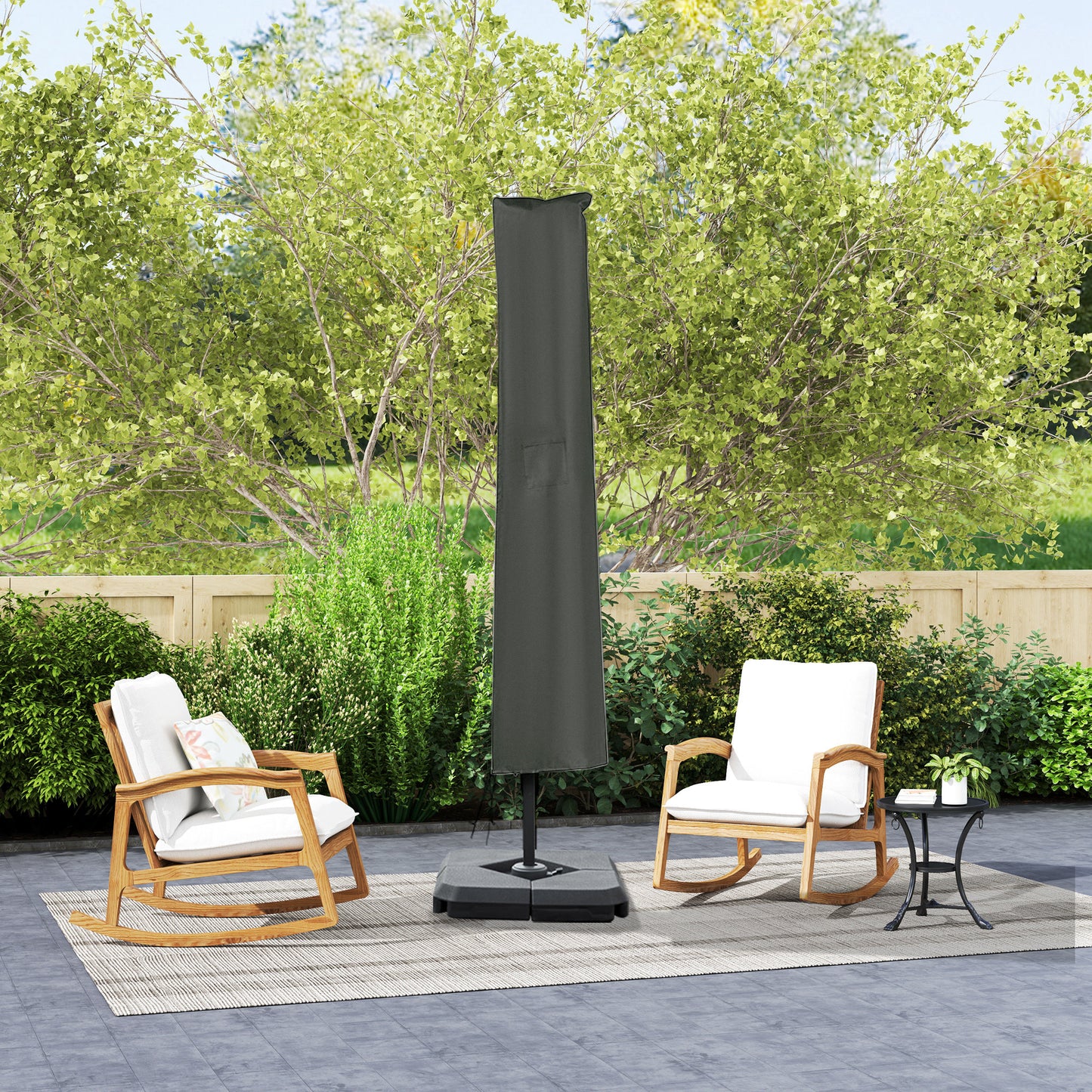2.7 x 2.7 m Cantilever Parasol with Aluminium Frame, Crank and Tilt, 360-Degree Rotation, Double Top Garden Umbrella