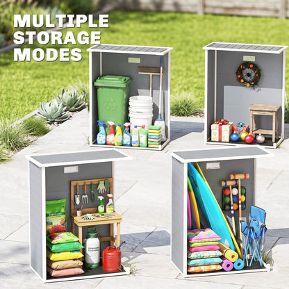 5' x 3' Plastic Garden Shed with Floor, Outdoor Storage Shed with Lockable Door, Window and Vent for Garden, Patio, Grey