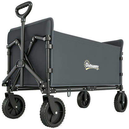 180L Festival Trolley on Wheels, Folding Compact Camping Trolley Cart with Adjustable Handle, 120 KG Capacity for Garden