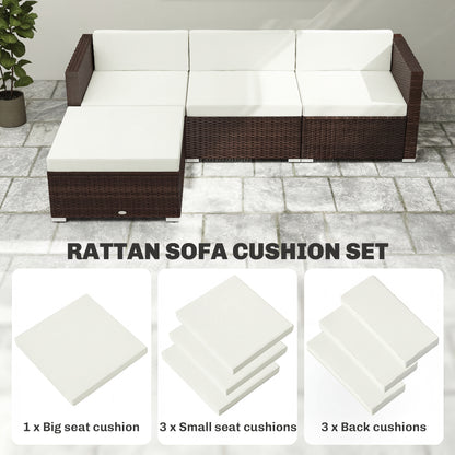 7-Piece Patio Furniture Cushions, Outdoor Loveseat Cushion with Removable Covers for Rattan Furniture, 60x60 cm, Cream