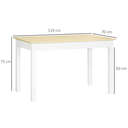 Dining Table for 4 to 6, Modern Kitchen Table with Wood Effect Tabletop, Thick Legs, 120L x 70W x 75Hcm, for Dining Room