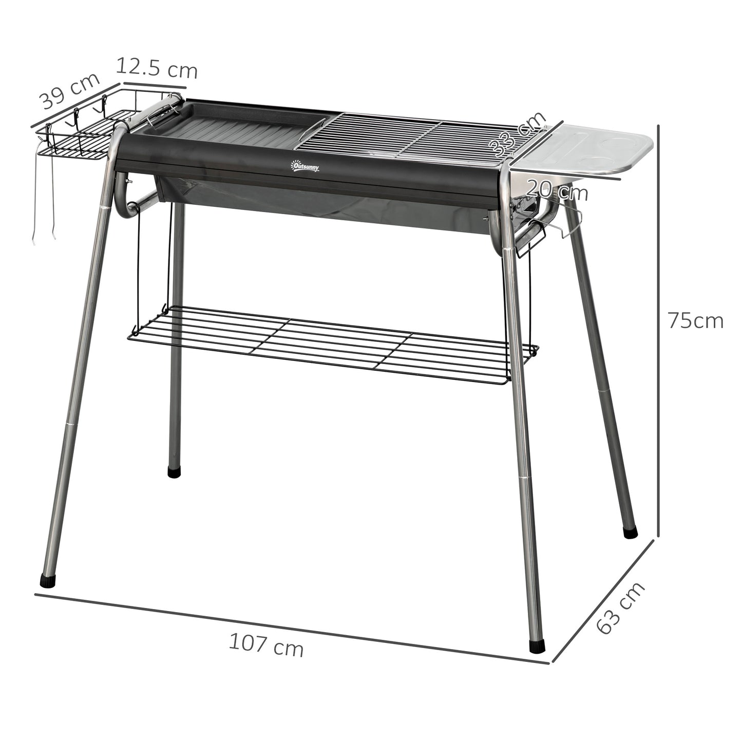 Charcoal BBQ Grill - Black