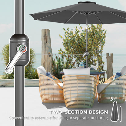 3(m) Tilting Parasol Garden Umbrellas, Outdoor Sun Shade with 8 Ribs, Tilt and Crank Handle for Balcony, Bench, Garden