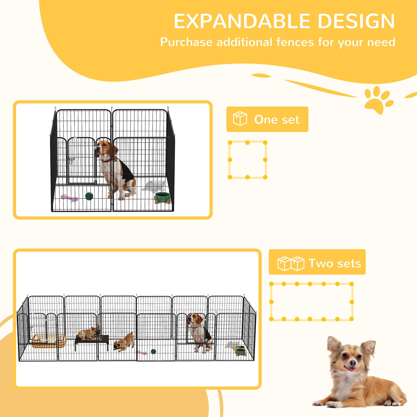 8 Panels Heavy Duty Puppy Playpen, for Large, Medium Dogs, Indoor and Outdoor Use - Black