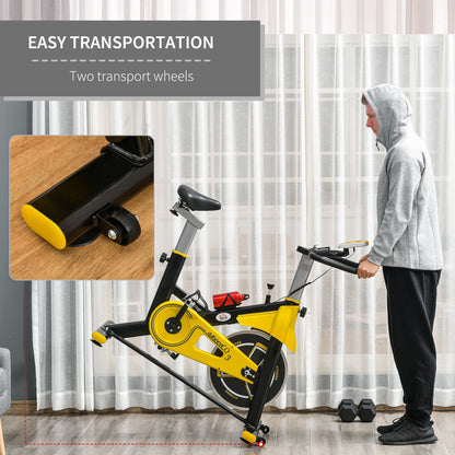 Exercise Bike, with 6kg Flywheel Belt Drive, Adjustable Resistance, LCD Display - Yellow