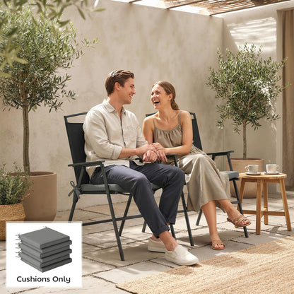 Set of 6 Outdoor Seat Cushions with Machine Washable Cover, Water Repellent Seat Cushions Dark Grey