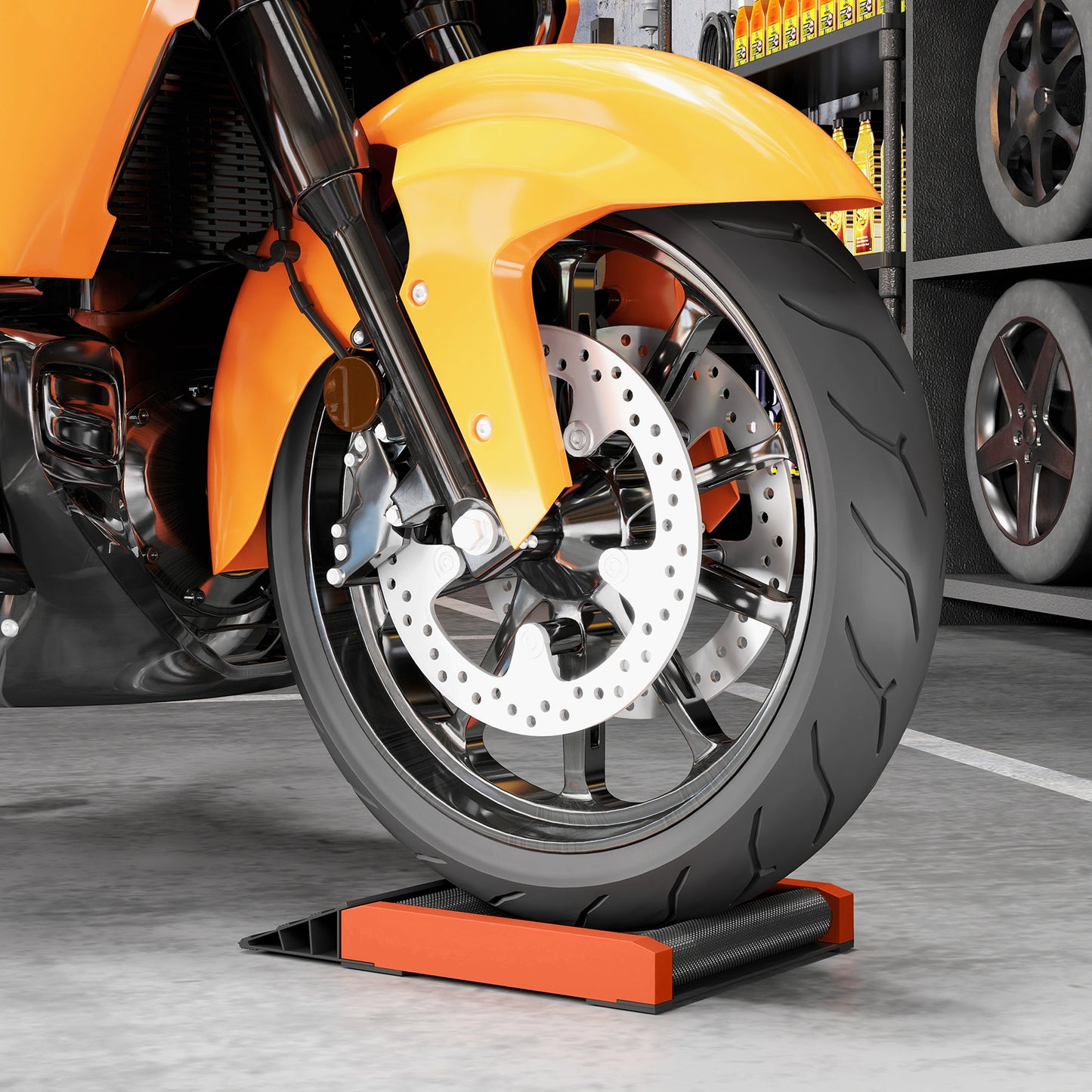 Motorcycle Wheel Cleaning Roller Stand with Aluminium Alloy Frame and Rollers