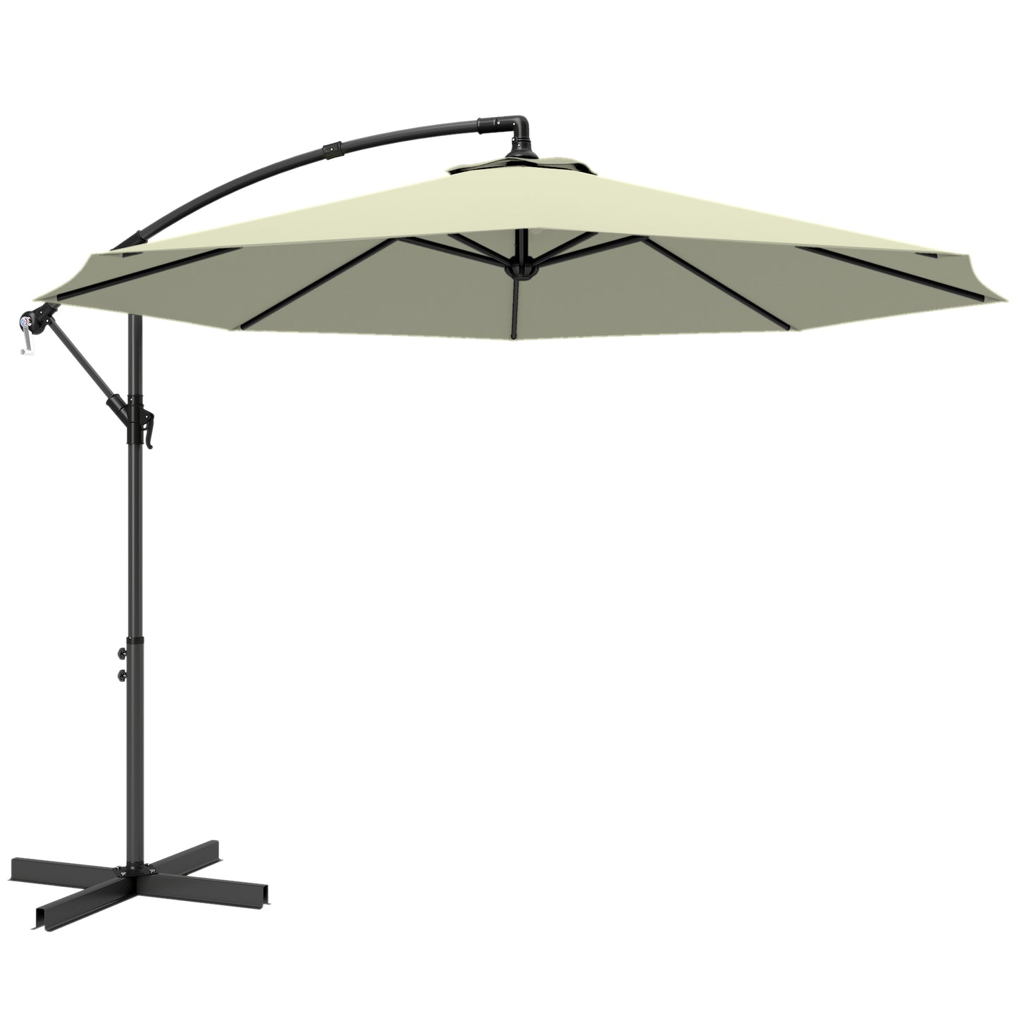 3m Overhanging Cantilever Parasol, with Cross Base - Beige
