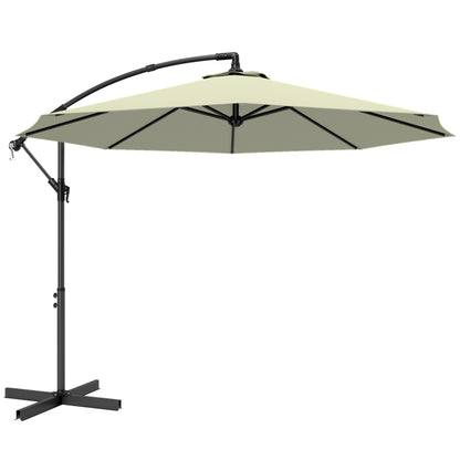 3m Overhanging Cantilever Parasol, with Cross Base - Beige