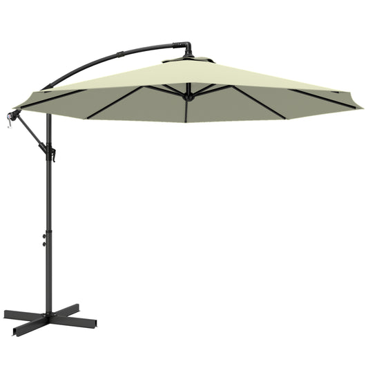 3m Overhanging Cantilever Parasol, with Cross Base - Beige