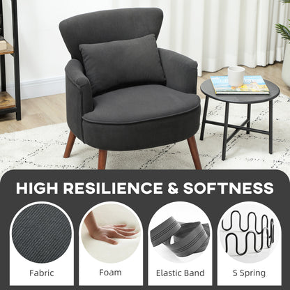 Corduroy Retro Accent Chair - Black