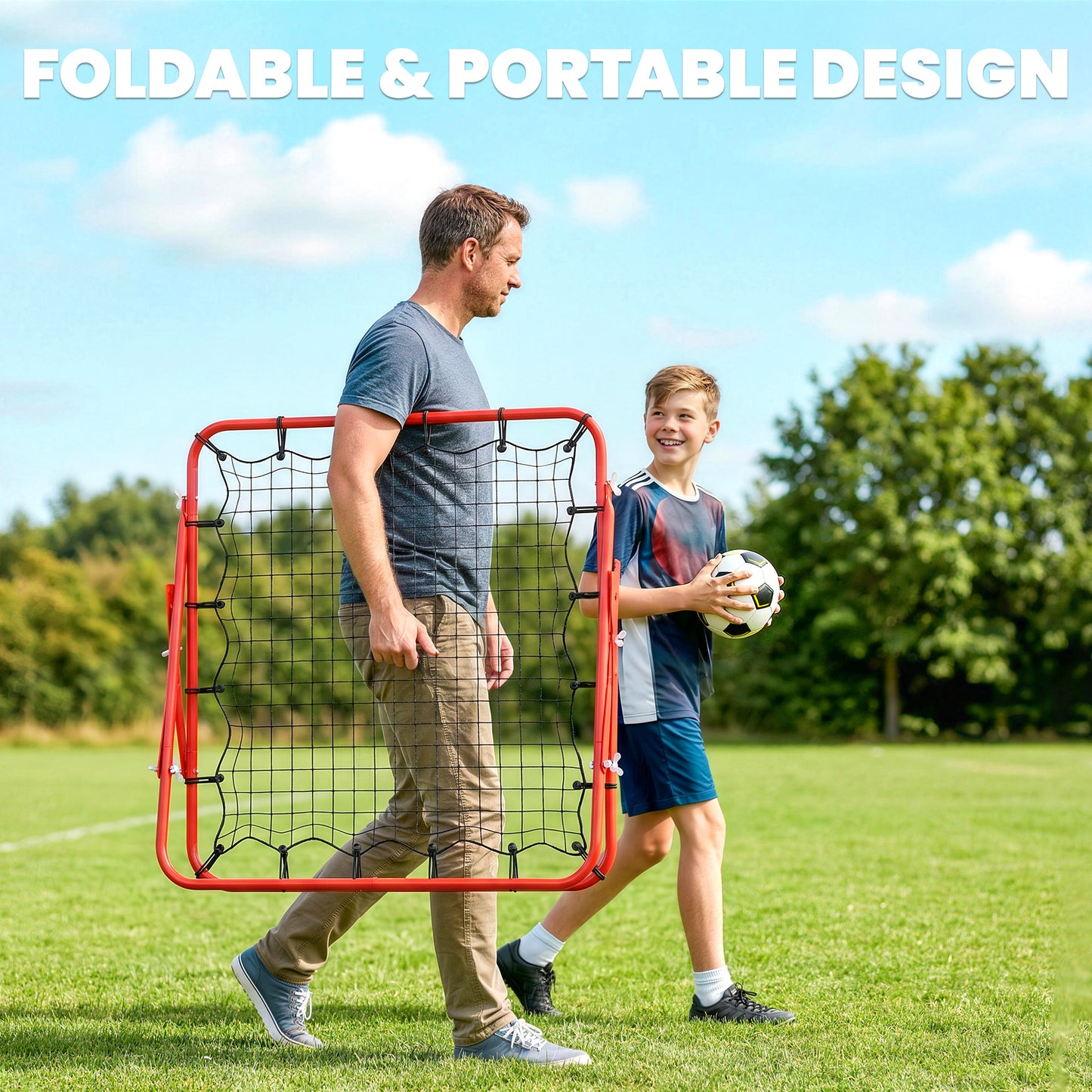 Rebounder Net, Practise Kickback Goal, for Teens, Adults Training - Red