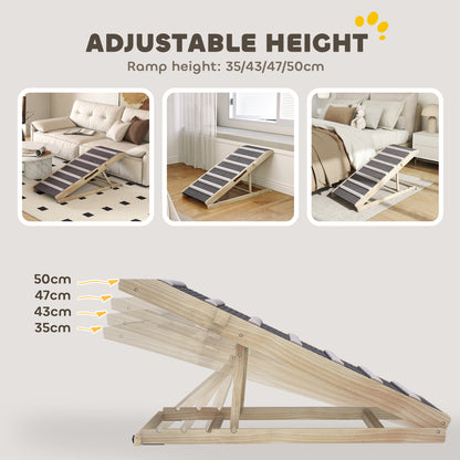 Dog Ramp for Couch, Adjustable Folding Pet Ramp, 4 Adjustable Height Dog Climbing Ladder, 35/43/47/50 cm Height