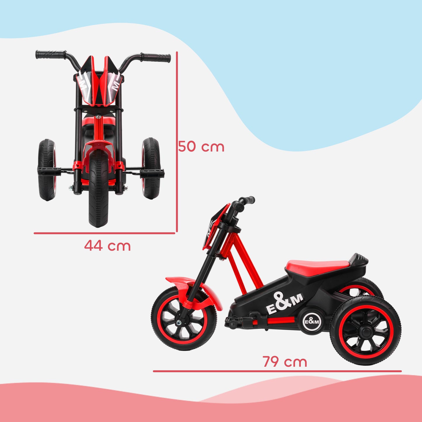 Kids Tricycle Baby Trike, Kids Trike with Pedal, 3 Wheel Toddler Balance Bike for Indoor Outdoor Use, Red