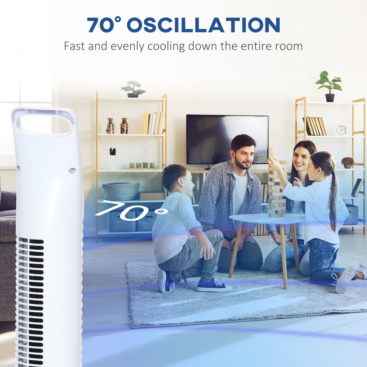 36" Freestanding Tower Fan, Pedestal Fan with 3 Speed 3 Mode, 7.5h Timer, 70 Degree Oscillation, LCD Panel