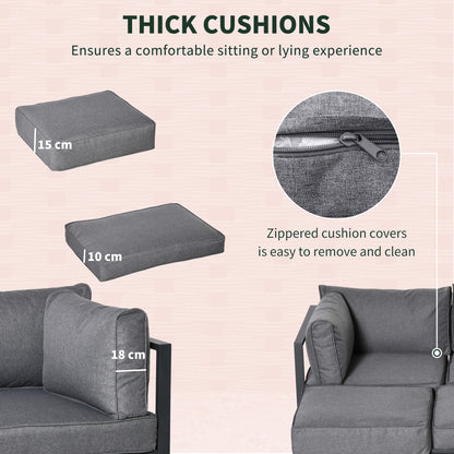 6 Piece Outdoor Couch, Sectional Sofa Set with Aluminum Patio Conversation Furniture, Grey