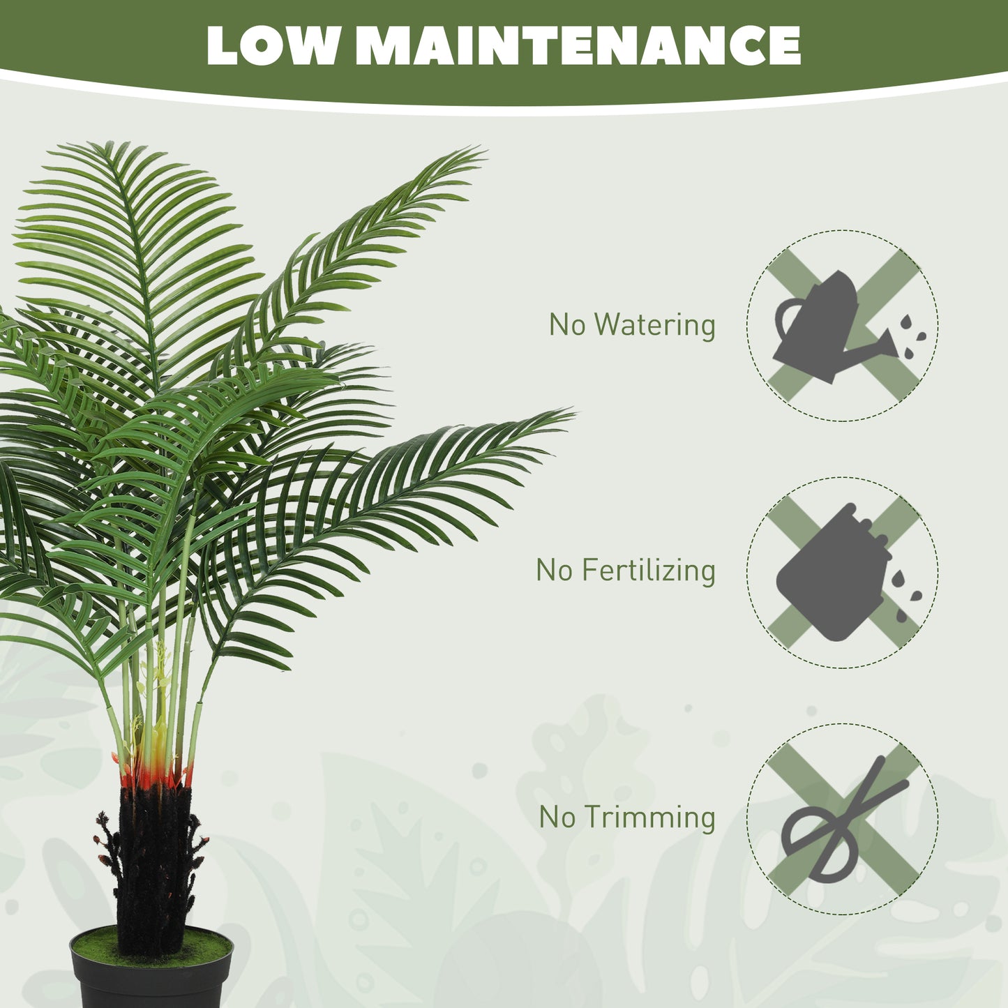 120cm Artificial Areca Palm Tree with 9 PE Leaves, Decorative Artificial Plant with Plastic Pot and Flocked Soil