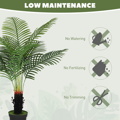 120cm Artificial Areca Palm Tree with 9 PE Leaves, Decorative Artificial Plant with Plastic Pot and Flocked Soil