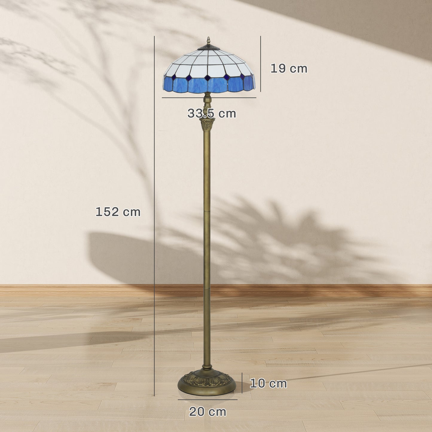 Tiffany-Style Floor Lamp with Handcrafted Stained Glass Shade