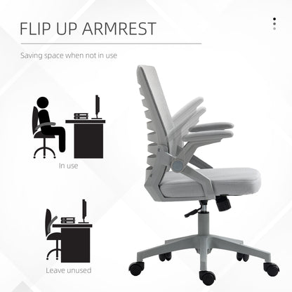 44-53.5cm Adjustable Height Work Chair, with Mesh Back - Grey