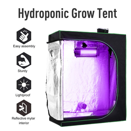 Grow Tent Reflective Mylar Hydroponic with Adjustable Vents and Floor Tray for Indoor Plant Growing