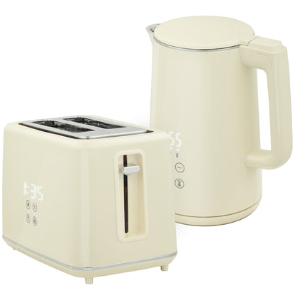 Digital Stainless Steel Kettle and Toaster Set, 1.5L 3000W Fast Boil Kettle, 2 Slice Toaster with 7 Level Browning Controls