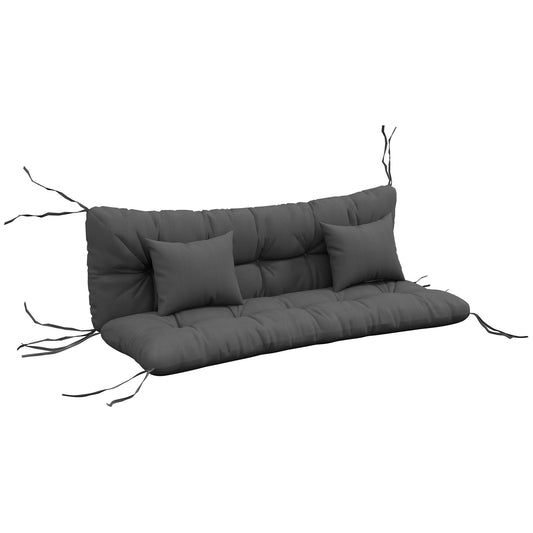 Back and Seat Cushion Replacement with 2 Pillows, Patio Chair Cushions Set with Ties, Charcoal Grey