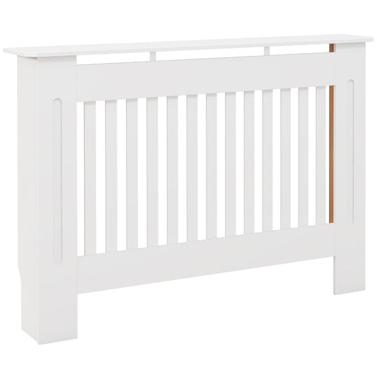 Slatted Radiator Cover Painted Cabinet MDF Lined Grill in White (112L x 19W x 81H cm)