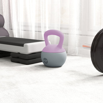 12KG Soft Kettlebell, Kettlebell with Non-Slip Handle for Home Gym, Weight Lifting, Strength Training, Purple/Grey
