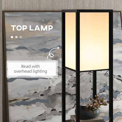 3-Tier Floor Lamp with Shelves and Storage, Modern Standing Lamp with Lampshade