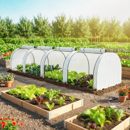 395 x 100 cm Low Tunnel Greenhouse - White