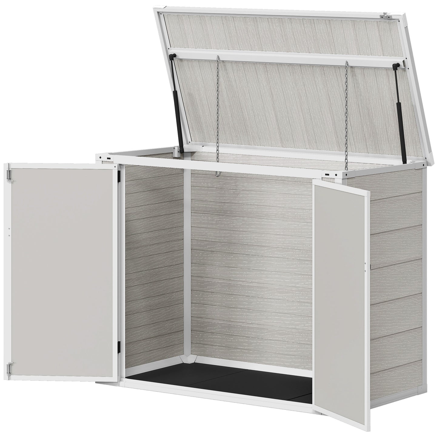 4.7 x 2.5FT Garden Shed, Double Bin Storage Shed with Lockable Doors, Outdoor Small Shed
