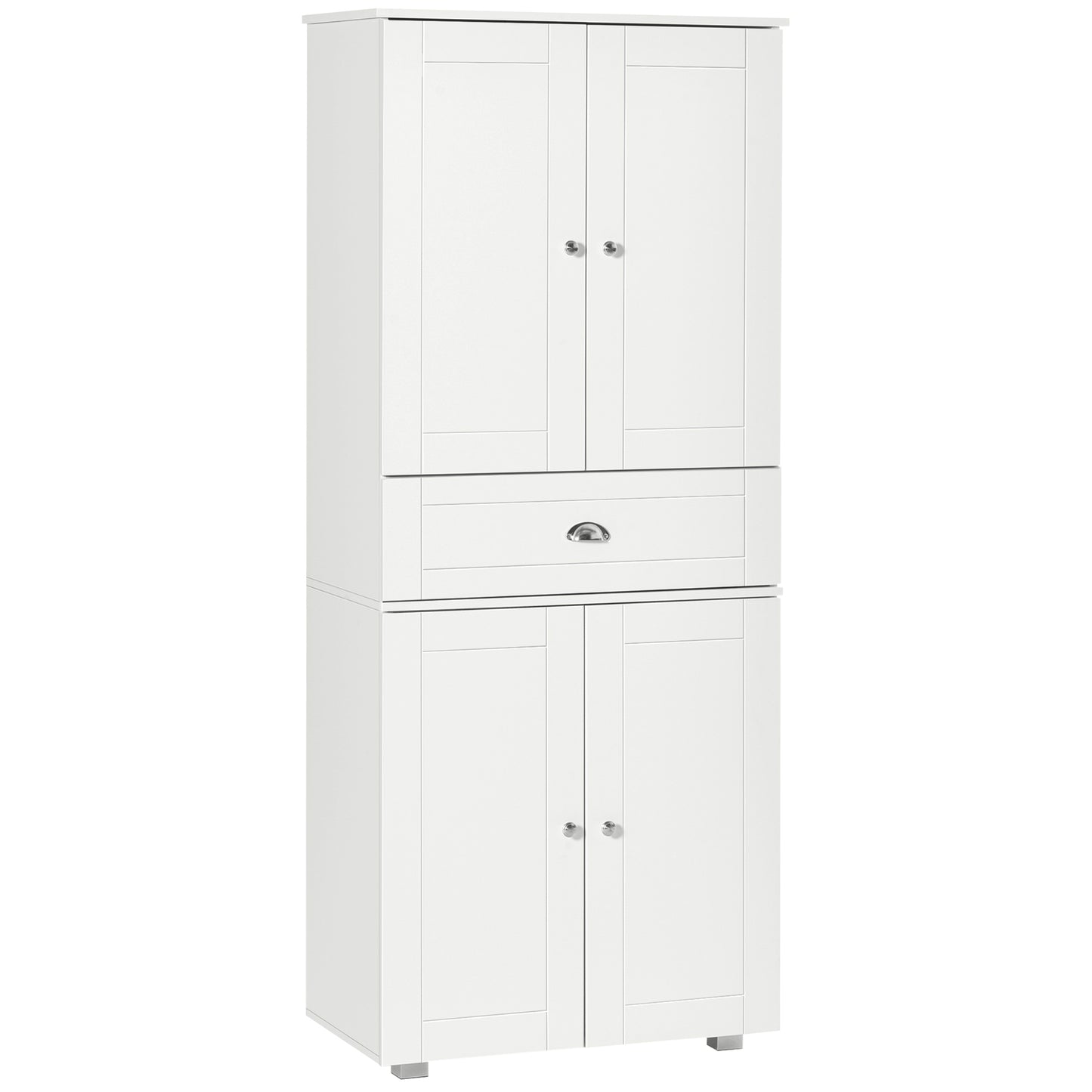 184cm Tall Kitchen Cupboard, Freestanding Kitchen Pantry Storage Cabinet with 4 Doors, 3 Adjustable Shelves, Drawer