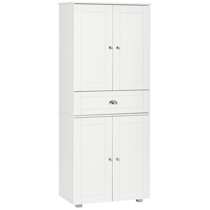 184cm Tall Kitchen Cupboard, Freestanding Kitchen Pantry Storage Cabinet with 4 Doors, 3 Adjustable Shelves, Drawer