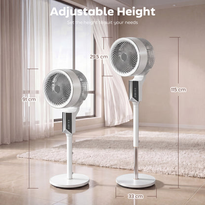 20 dB Silent Standing Fan for Bedroom, 46" Pedestal Fan with Remote, 85° Oscillating, 8 Speeds, White