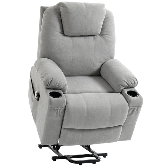 Power Lift Recliner Chair with Pocket Spring, Electric Lift Chair with Wide Backrest, Light Grey
