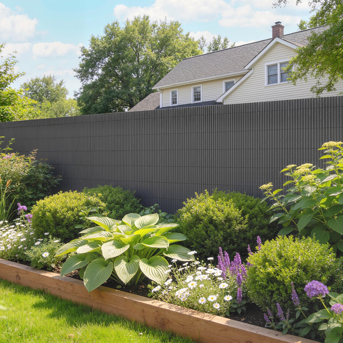 2Pcs Plastic Privacy Screening Fence, 1m x 3 m Waterproof Windbreak Fence, Dark Grey