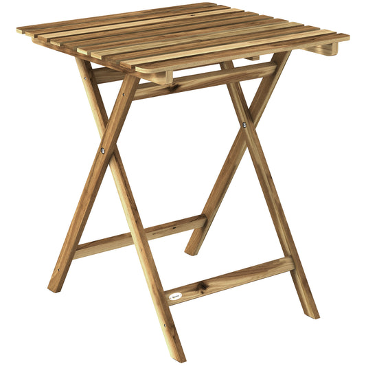 Outdoor Coffee Table Foldable Wooden Garden Table for Patio Balcony Natural Wood