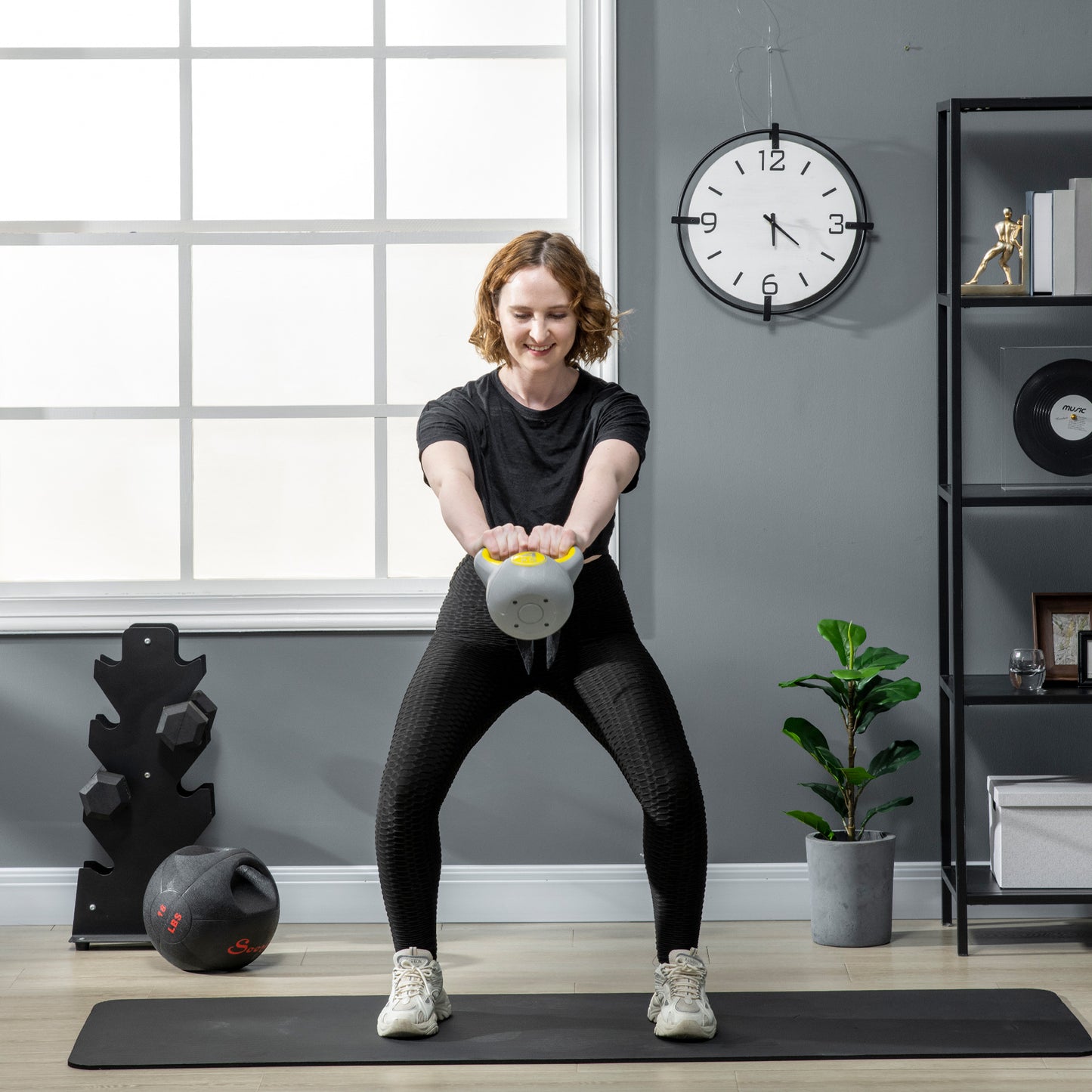 Kettlebell, 4kg Kettle Bells with Handle for Home Gym Weight Lifting and Strength Training, Yellow and Grey