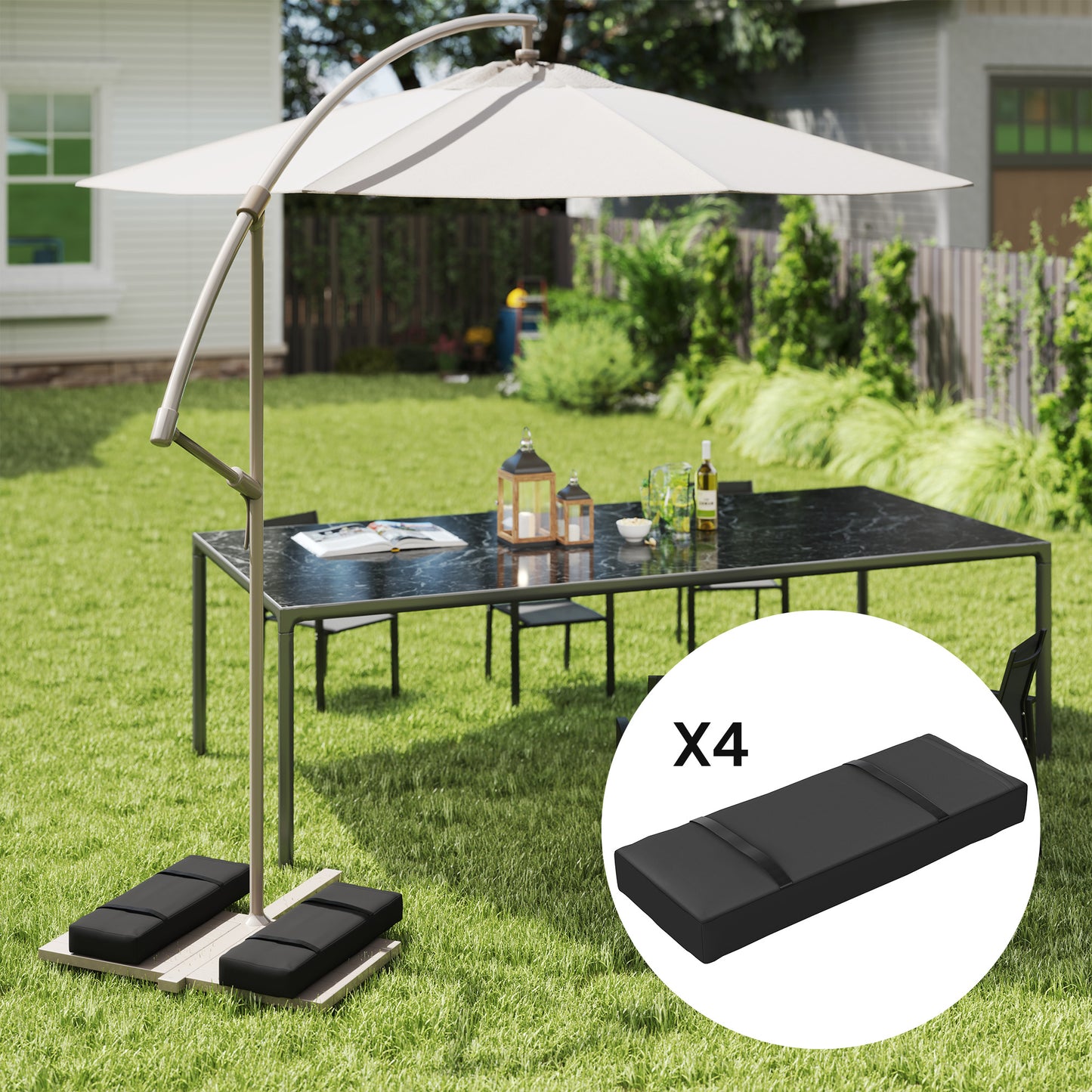 Parasol Weights Set of 4, Parasol Base Weights Bags, 25kg Fillable Sandbag Weights with Handles