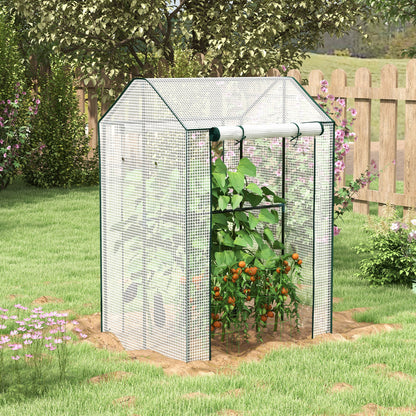 Green House, Mini Greenhouse with 2 Roll-up Doors, Vent Holes and Reinforced Cover, 100 x 80 x 150cm