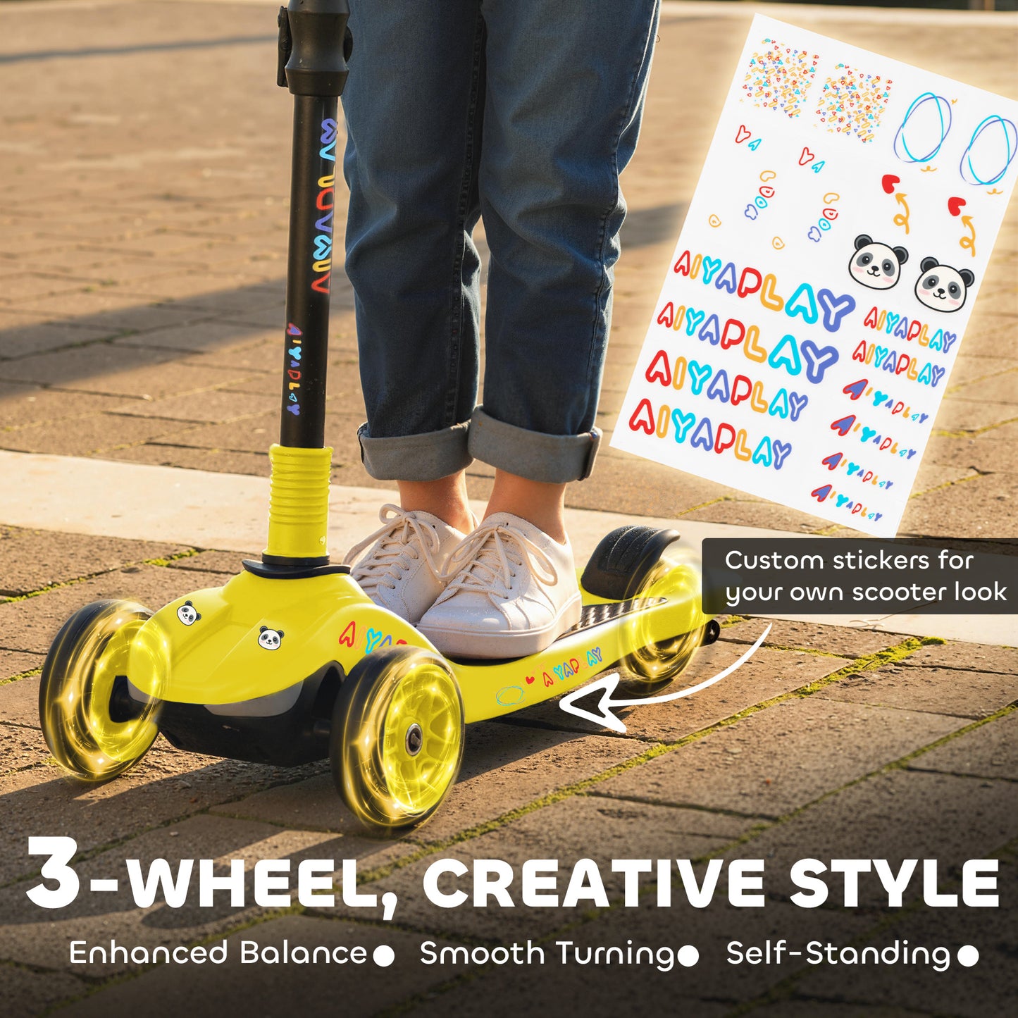 Three-Wheel Foldable Electric Scooter for Kids Aged 6-10 Years, Yellow