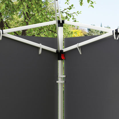 2.95 Meters Gazebo Replaceable Exchangeable Side Panel Wall Panels Walls With Window, Dark Grey
