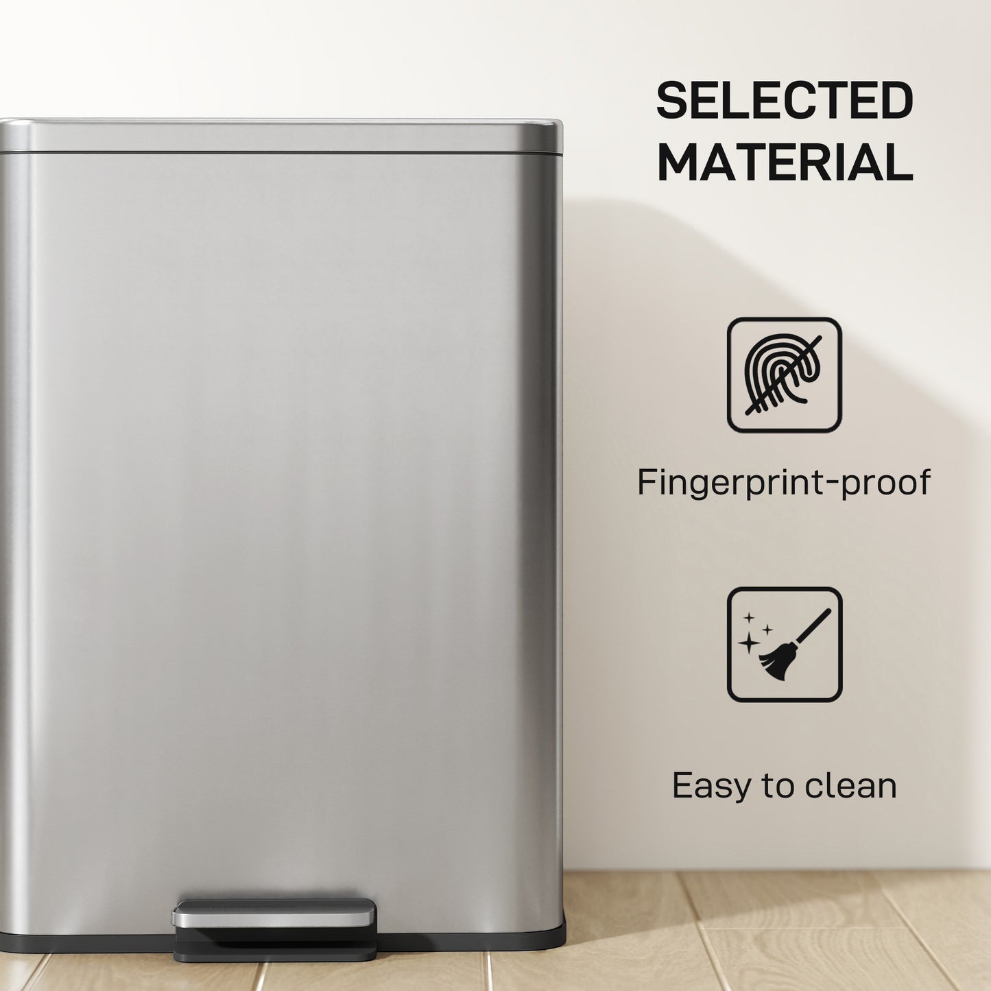 20L Kitchen Bin with Soft-Close Lid and Stay-Open Function