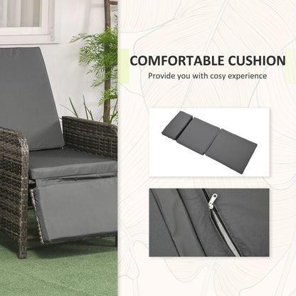 3 Pieces Rattan Bistro Set Balcony Furniture with Cushions, Storage Function - Dark Grey