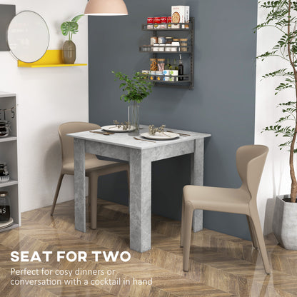 Square Dining Table, Modern Small Dining Table with Faux Cement Effect, Space Saving, Non-slip Foot Pads, Cement Grey