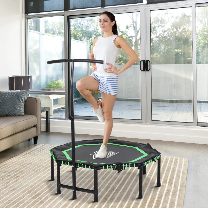 48" Octagonal Mini Fitness Exercise Trampoline Rebounder with Adjustable Handle