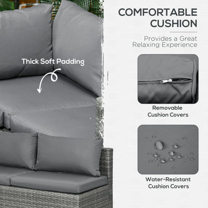3 Pieces PE Rattan Garden Furniture Set with 10 cm Thick Cushions