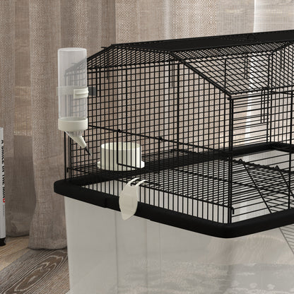 Two-Tier Gerbil Cage, Hamster Cage for Dwarf Hamster w/ Wheels, Deep Bottom, Food Dish, Water Bottle